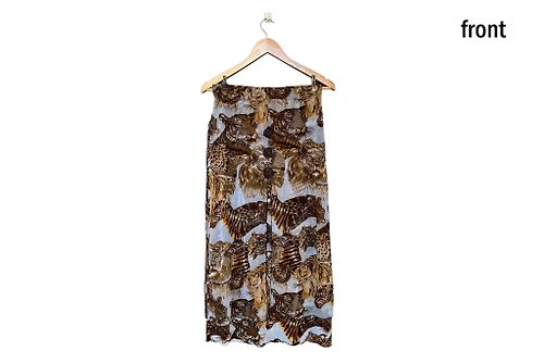 puremorningvintage 80s Safari Wild Life Printed maxi net layered skirt, Animal Printed mesh skirt