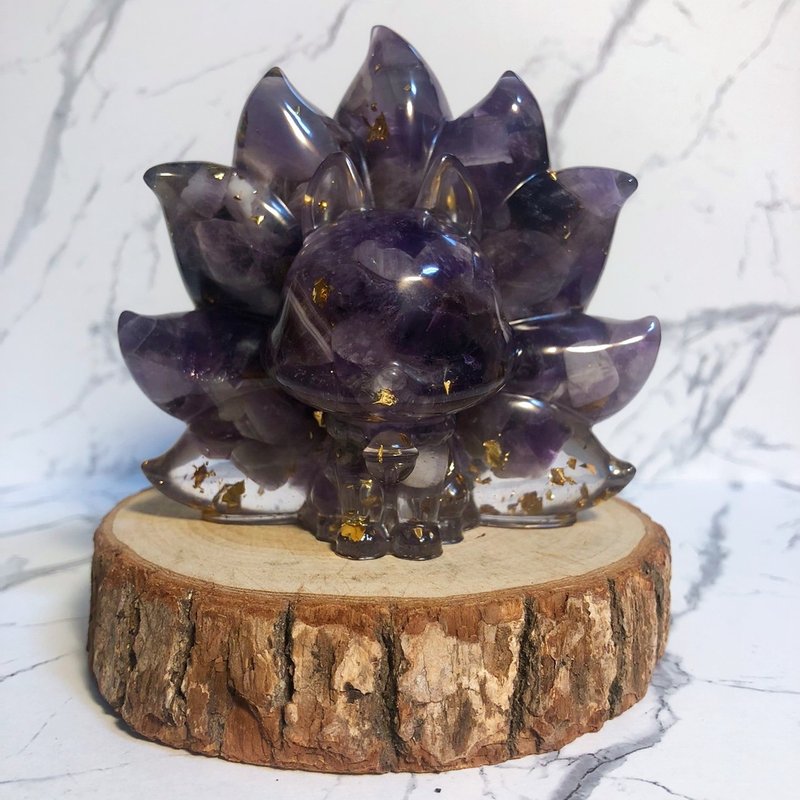 能量禮盒 - 紫水晶九尾狐 | 水晶滴膠擺飾 - 擺飾/家飾品 - 水晶 紫色