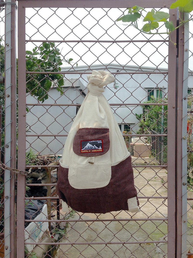 EARTH.er │大麻布蘇聯束口包限量版 (啡色) ● Hemp Soviet Backpack Limited Edition (Brown)│ :: 香港原創設計品牌 :: - 水桶袋/索繩袋 - 棉．麻 咖啡色