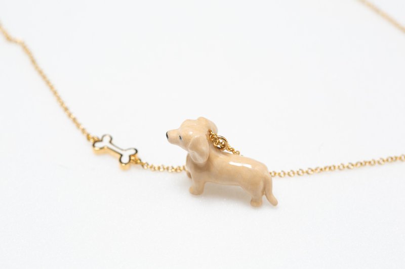 奶油臘腸狗項鍊 - 項鍊 - 琺瑯 