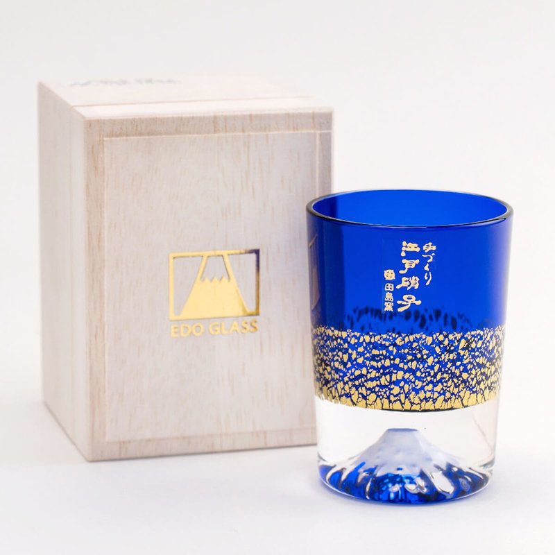 80cc (單個價)【日本田島硝子】手工製作金箔冷酒杯 - 酒杯/酒器 - 玻璃 藍色