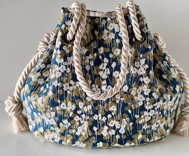 Jacquard-weave Handbag - Blue/patterned - Ladies