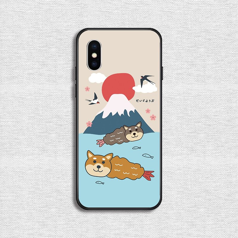 Shiba Inu mobile phone case Mount Fuji - Phone Cases - Silicone Khaki