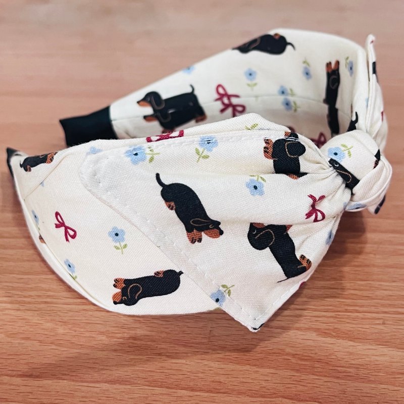 MOYA 寬版手工髮箍 - 髮夾/髮圈 - 棉．麻 藍色