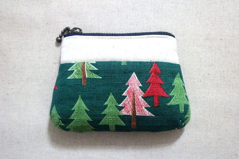 SHOP Happy Christmas tree cotton warm small purse! - Coin Purses - Cotton & Hemp Green