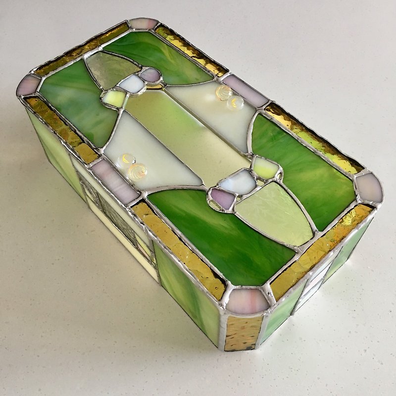 Tissue Box Cover Morning Garden Glass Bay View - Tissue Boxes - Glass Green