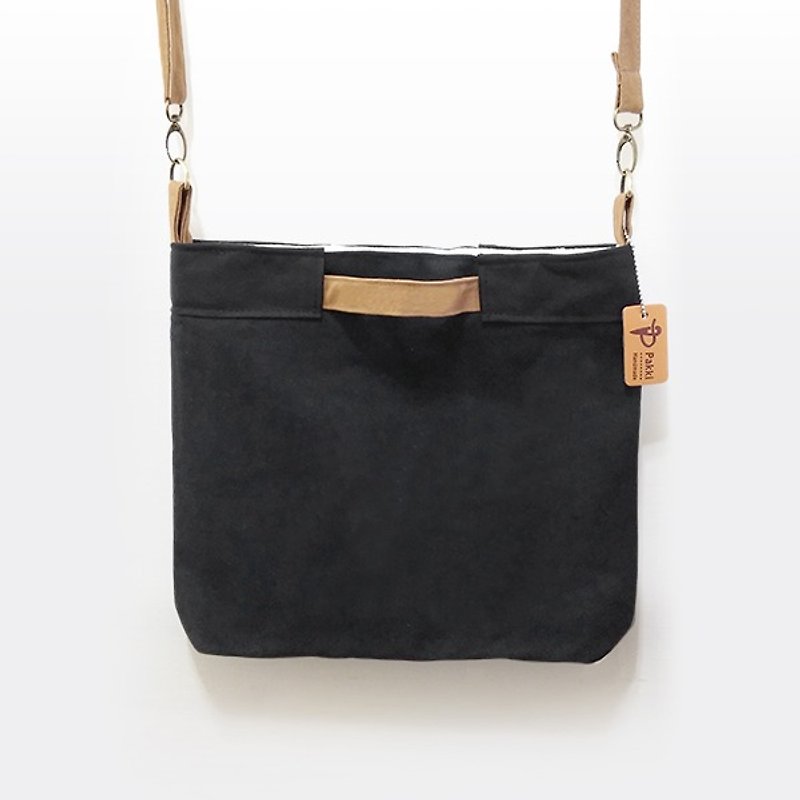 Series of mocha taste fashion bag slung + portable canvas bag with two Cikou <Pakki> - Messenger Bags & Sling Bags - Cotton & Hemp Black