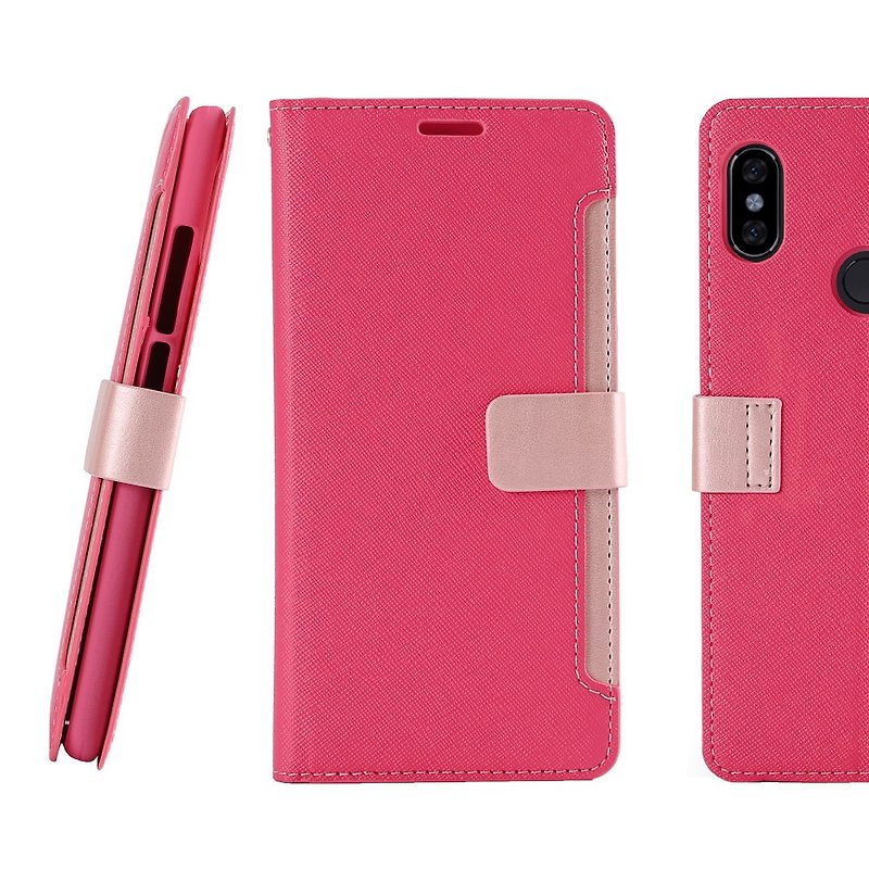 CASE SHOP 紅米Note 5 專用前收納式側掀皮套-粉(4716779659801) - 手機殼/手機套 - 人造皮革 粉紅色