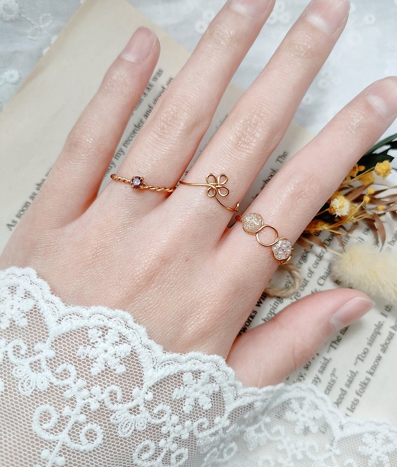 Spring flower ringset - แหวนทั่วไป - ทองแดงทองเหลือง สีทอง