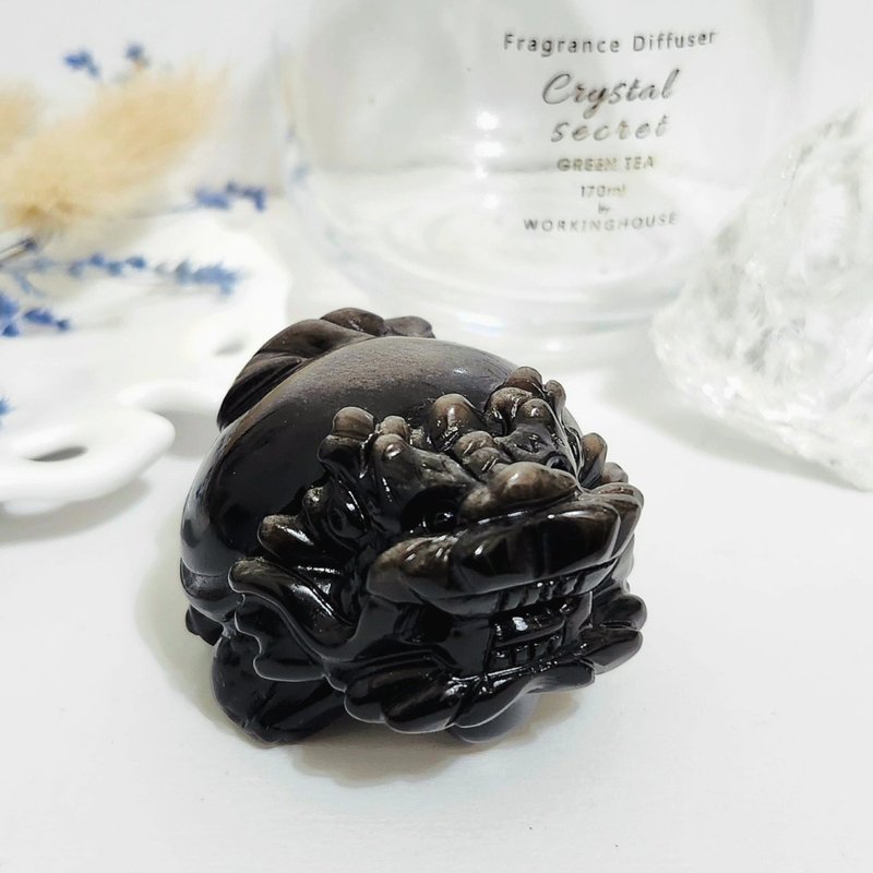 銀曜石龍龜/招財/避邪防小人之水晶 - 擺飾/家飾品 - 玉石 黑色