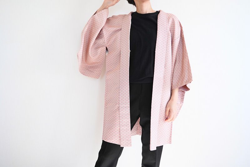 Japanese KIMONO, floral kimono, haori, authentic kimono, traditional kimono - Women's Casual & Functional Jackets - Polyester Pink