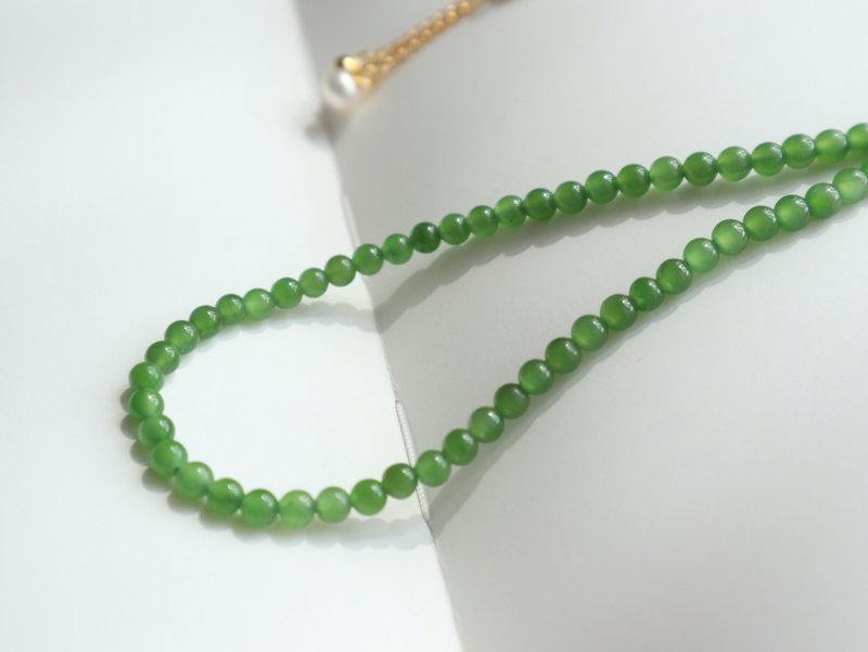 訂製 4mm陽綠碧玉 珍珠設計單圈手持手串m - 手鍊/手環 - 半寶石 紅色