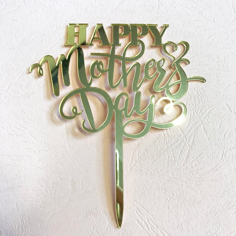 Cake Topper Decorative Mothers Day Gold - Charms - Acrylic Gold