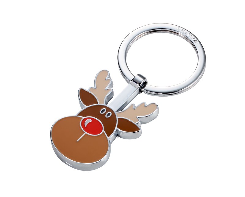 【情人節禮物】聖誕麋鹿鑰匙圈 - 鑰匙圈/鎖匙扣 - 其他金屬 咖啡色