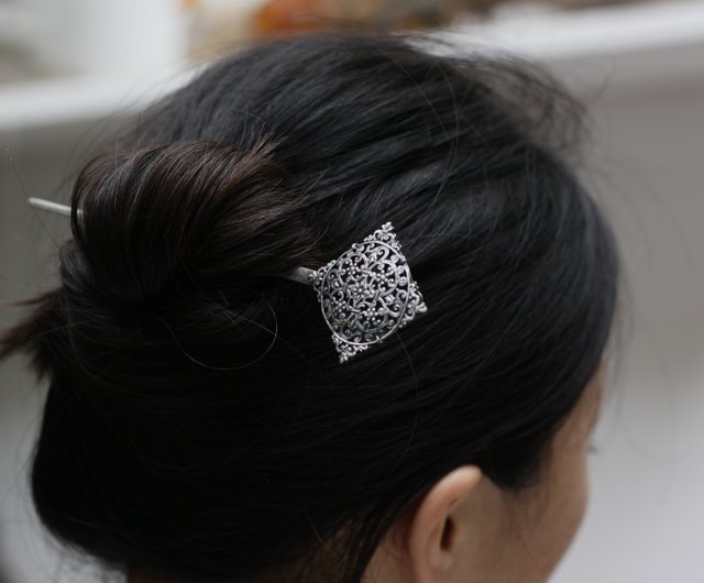 アンティークシルバー彫りのかんざし - ショップ witchaude ヘア