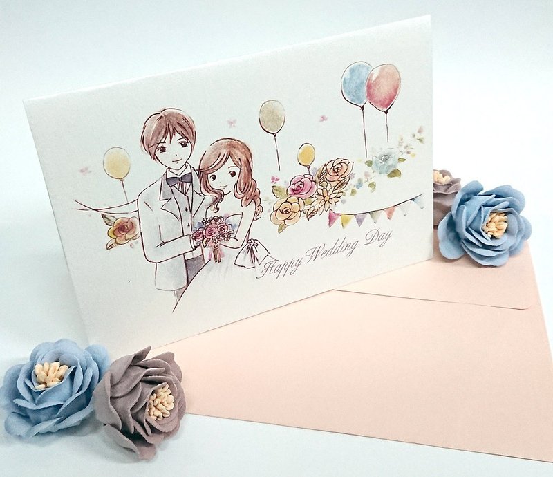 Happy Wedding Day  / 結婚新婚祝賀卡 - 卡片/明信片 - 紙 
