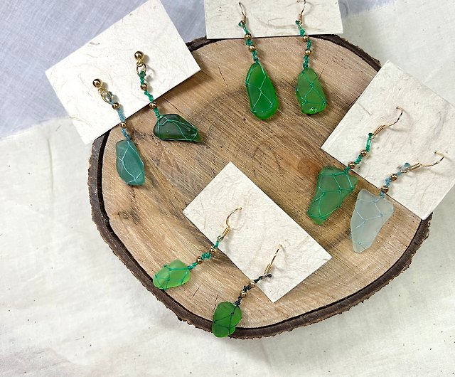 SISIRE  Sustainability Series】The combination of fishing line and sea  glass sea waste creation sea waste jewelry - Shop SISIRE Earrings &  Clip-ons - Pinkoi