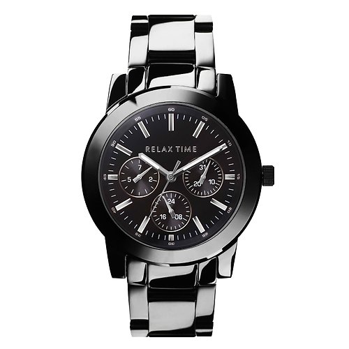 米朵貝菈．時光的禮物 【加大】RELAX TIME三眼腕錶-黑(R0800-16-09X)
