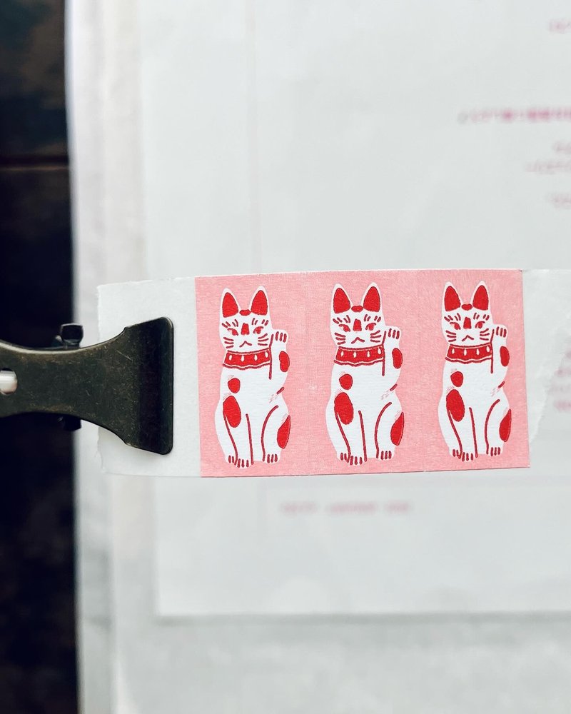 Fortune Cat - mini stickers roll - สติกเกอร์ - กระดาษ สึชมพู