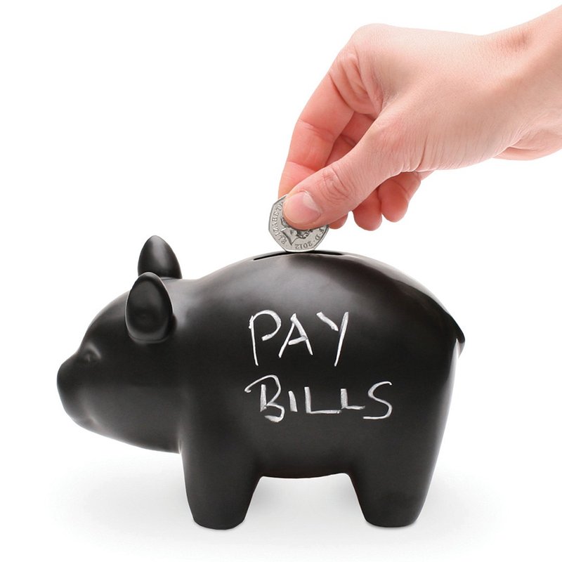 Luckies Perry the CapitaLIST Pig- Chalkboard money box incl chalk - Coin Banks - Pottery Black