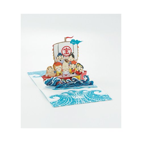 海波浪 日本 Pop-up 紙雕3D立體卡片 七福神