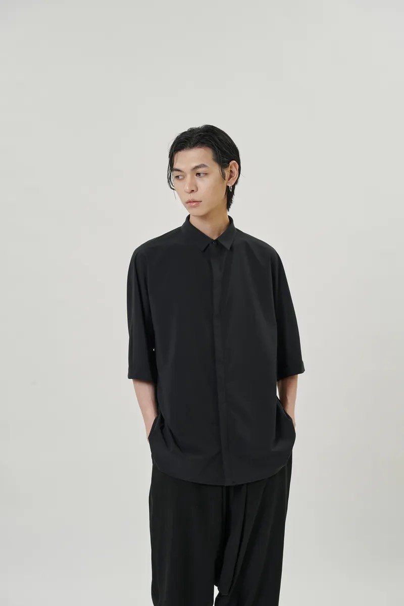 minimalist sleeve shirt - Men's Shirts - Polyester Black