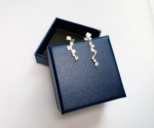 yuting jewellery 礦石結晶系列-純銀方晶不對稱耳環-一對