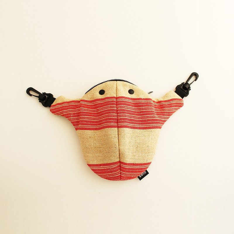 The creature bag middle Kodomo-sagari Exclusive "Red stripes" Da-hong  - Messenger Bags & Sling Bags - Cotton & Hemp 