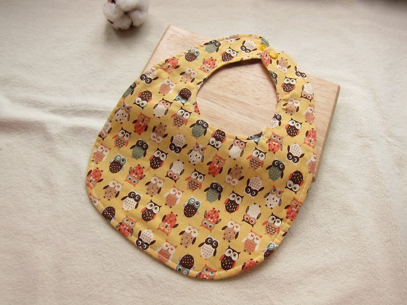 幸福貓頭鷹-嬰兒寶貝純棉圍兜、口水巾(黃色) - 圍兜/口水巾 - 其他材質 橘色
