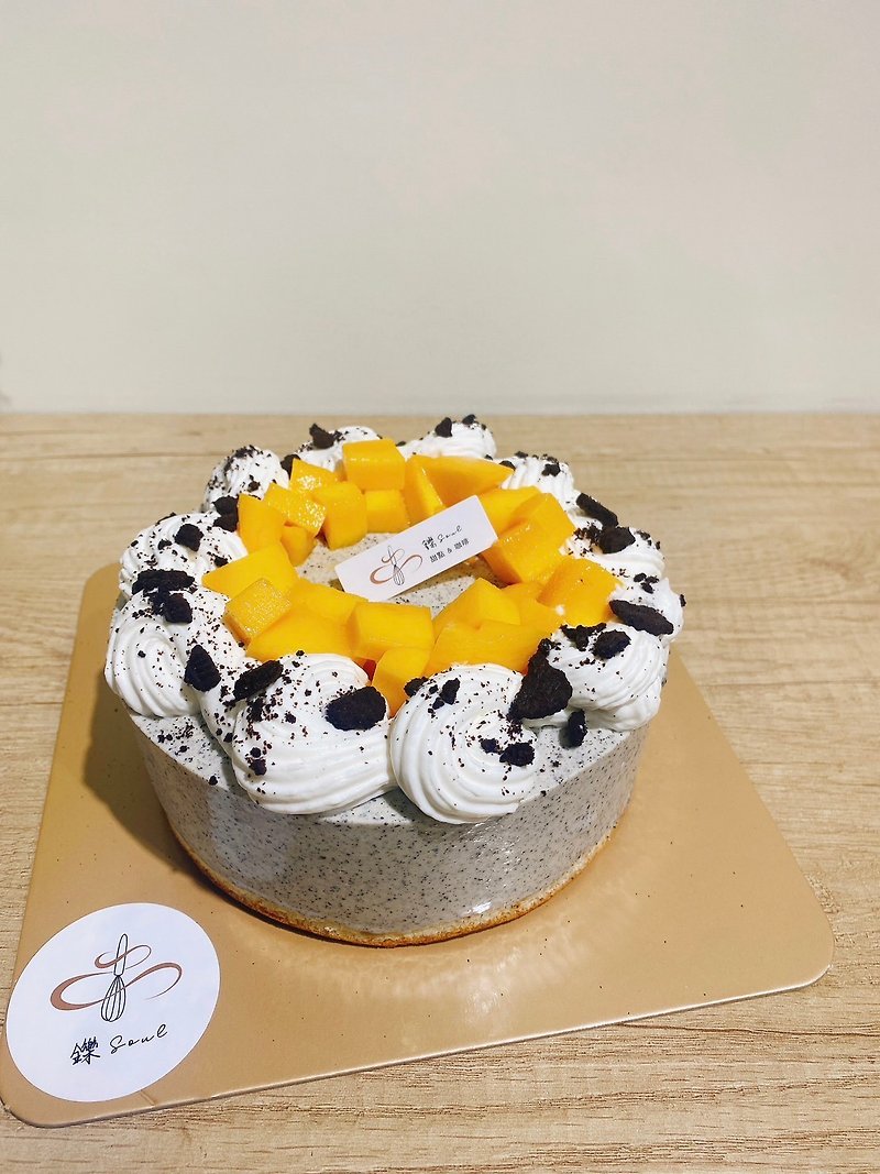 Black Sesame Mango Mousse Cake Mango Birthday Cake Dessert Mango Cake Cake Dessert - เค้กและของหวาน - อาหารสด 
