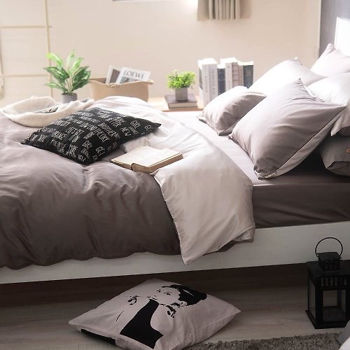 OLIVIA 原創設計寢具 COZY系列摩卡棕X淡奶長纖天絲棉60S床包被套組/品牌獨家款 台灣製