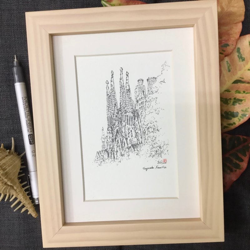 高第 聖家堂/手繪原作/含框 - 海報/掛畫/掛布 - 紙 咖啡色