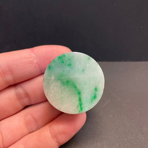 元元圓滾滾 水晶手鍊 瀚玉珠寶 超值特價 天然翡翠 白底青綠玉璧 綠色搶眼 厚實 有紋裂