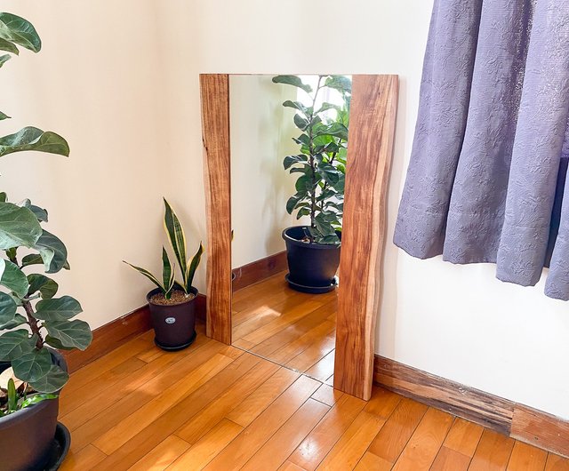 acacia wood floor mirror