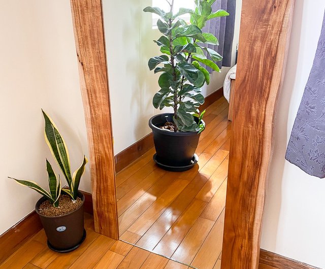 acacia wood floor mirror