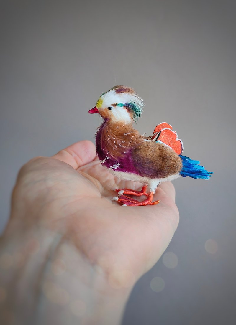 Miniature mandarin duck Realistic animals Miniature bird mini toy Dollhouse - Stuffed Dolls & Figurines - Other Materials Orange
