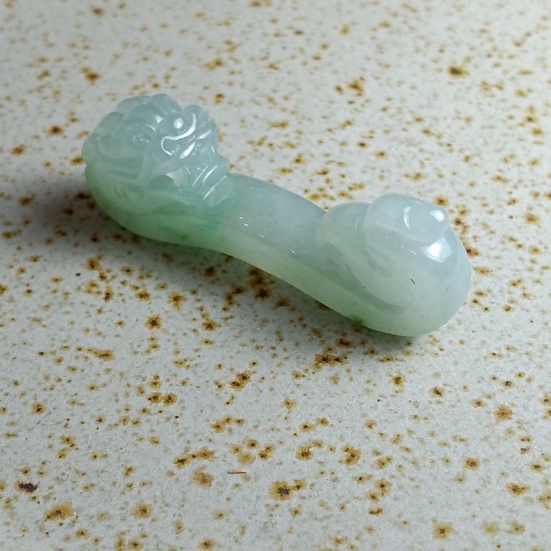 J0123天然翡翠A貨 . 冰糯晴水綠龍鳳如意.順利成功.擺件. - 擺飾/家飾品 - 玉石 