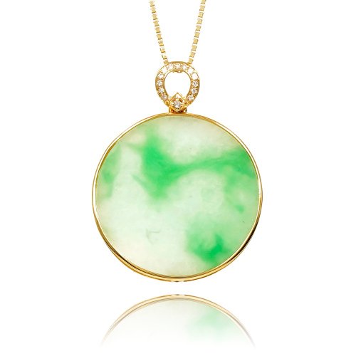 正佳珠寶 Gemsrich Jewelry 【正佳珠寶】翡翠 頂級冰種飄陽綠 3.2g 平安無事圓牌 天然A貨
