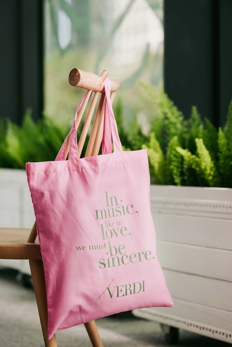 Artist's Motto _ Soft Cotton Thin Bag Verdi Verdi Libra - กระเป๋าถือ - ผ้าฝ้าย/ผ้าลินิน 