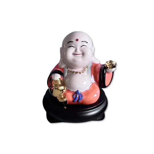 乾唐軒ACERA活瓷-新生活心感動 彌勒佛擺飾 / 小 / 三彩紅 / 鎏金 (含木座)