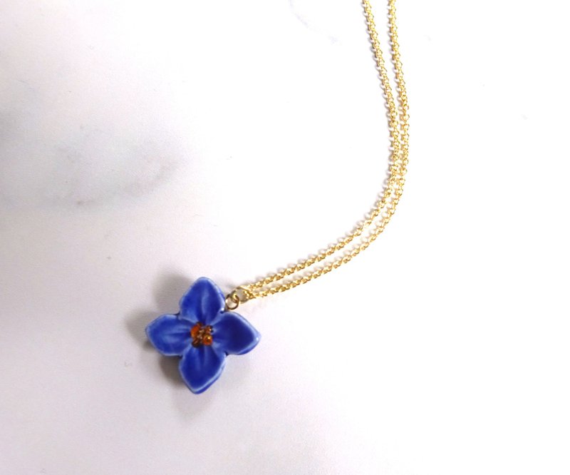 小さな花のnecklace     青 - 項鍊 - 陶 藍色