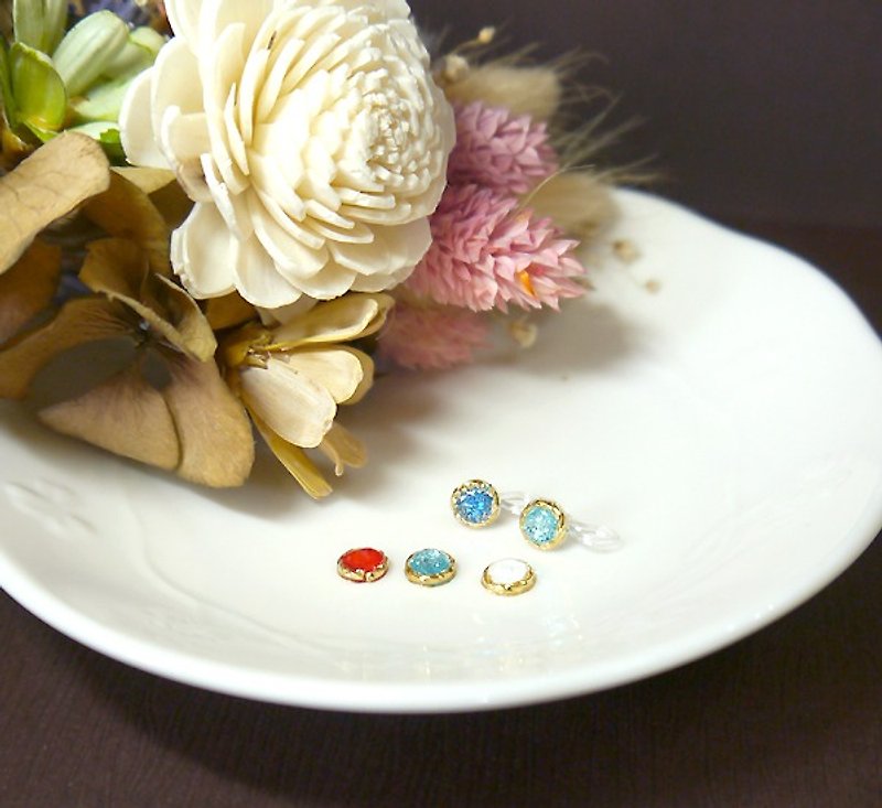 Light you up mini mini series-donut Gemstone wear / clip-on earrings SL261 - แหวนทั่วไป - วัสดุอื่นๆ 