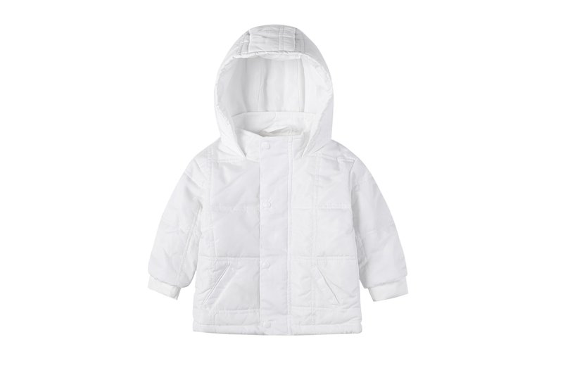 Baby quilted hooded jacket snow white series new autumn and winter style - เสื้อโค้ด - เส้นใยสังเคราะห์ ขาว