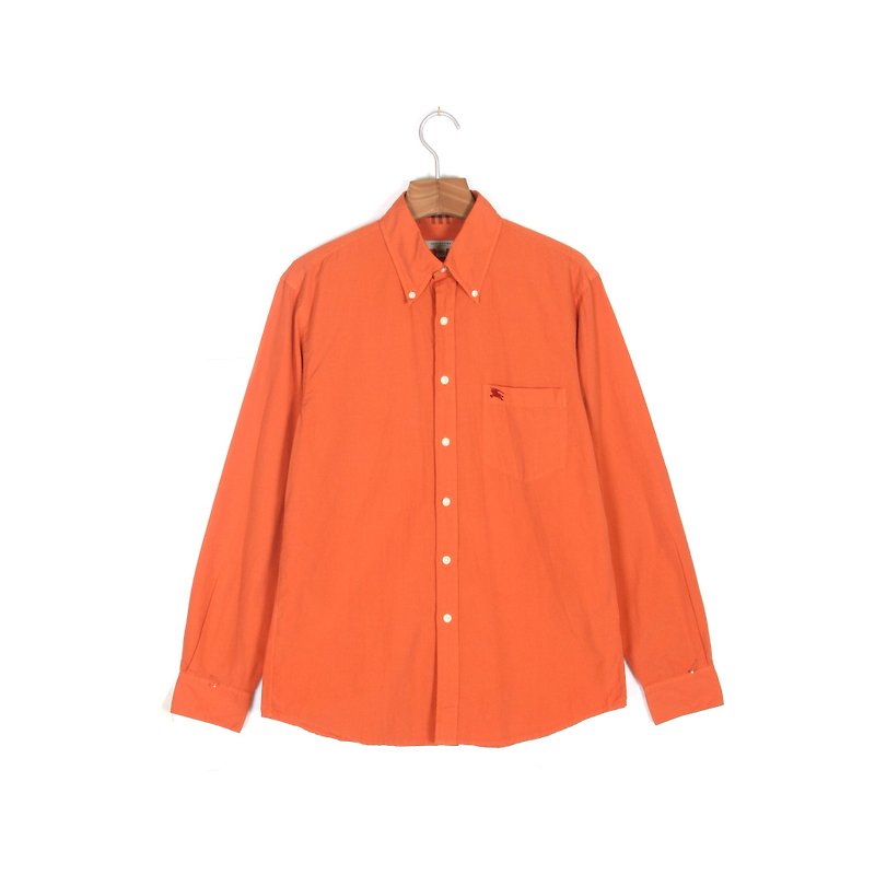 【蛋植物古着】夕陽寬鬆古著罩衫襯衫 - 恤衫 - 聚酯纖維 橘色