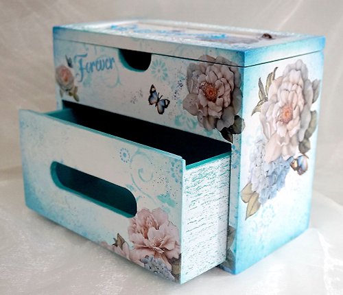boni7 夢幻花園抽屜式面紙盒 桌上置物面紙盒