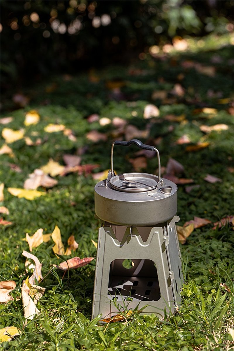 【Refine】Pure titanium picnic stove kettle set - Camping Gear & Picnic Sets - Other Metals Silver