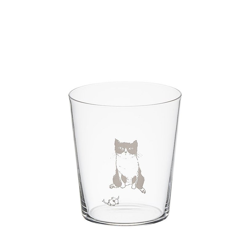 座っている猫の水カップ - グラス・コップ - ガラス 