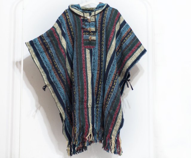 美品【 90s vintage 】 エスニック柄 ポンチョ ショール
