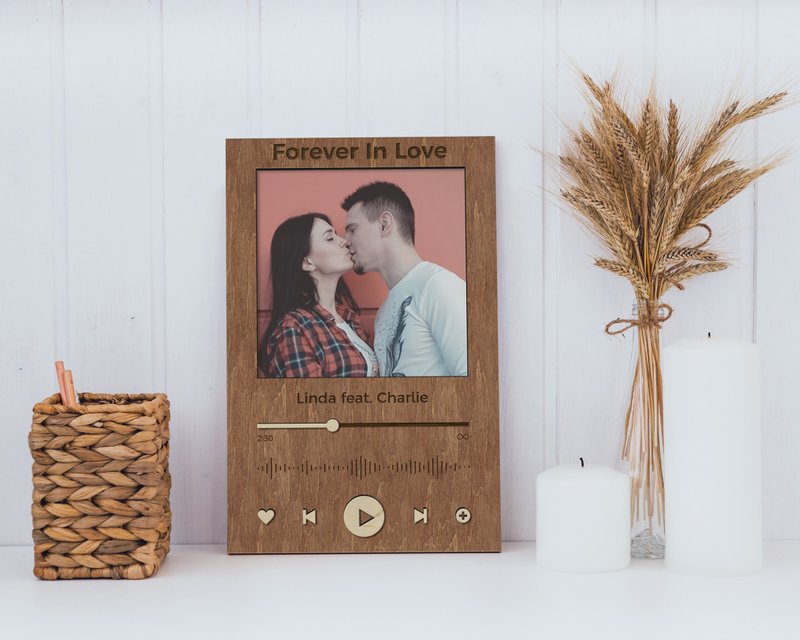 Personalized wooden music plaque Single 20x20 cm photo frame Custom color plaque - 壁貼/牆壁裝飾 - 木頭 咖啡色