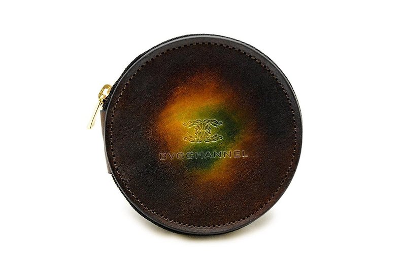 Achromo BrG Circle Coin Case - กระเป๋าใส่เหรียญ - หนังแท้ สีนำ้ตาล